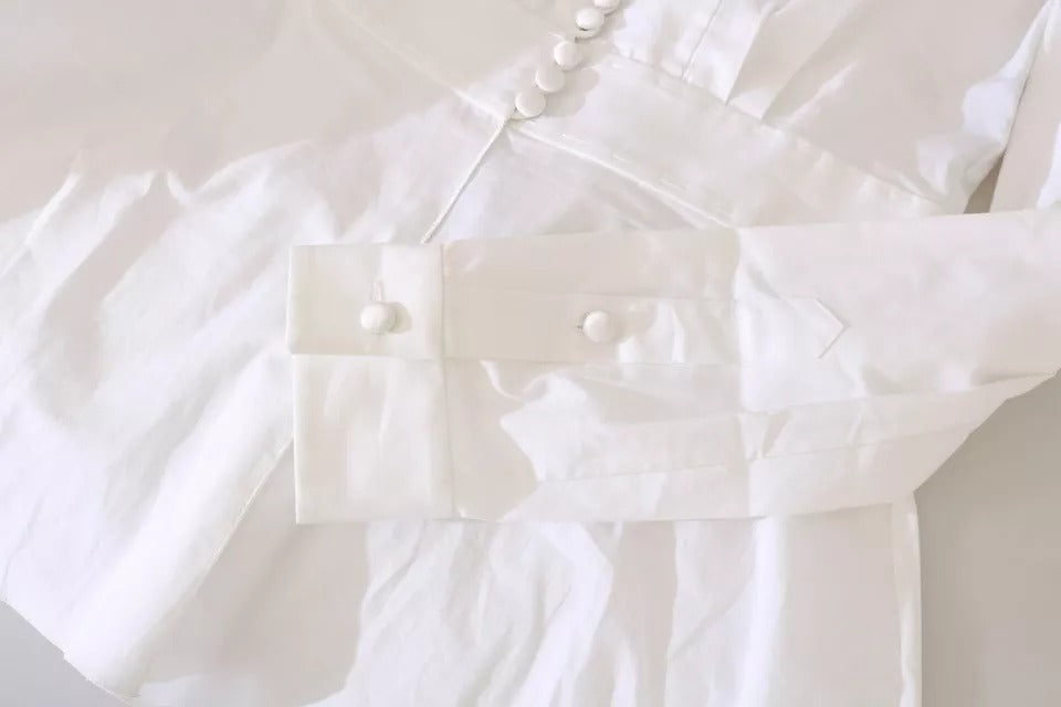 Dolce &amp; Gabbana Black White Decorative Buttons Tops Shirt Blouse