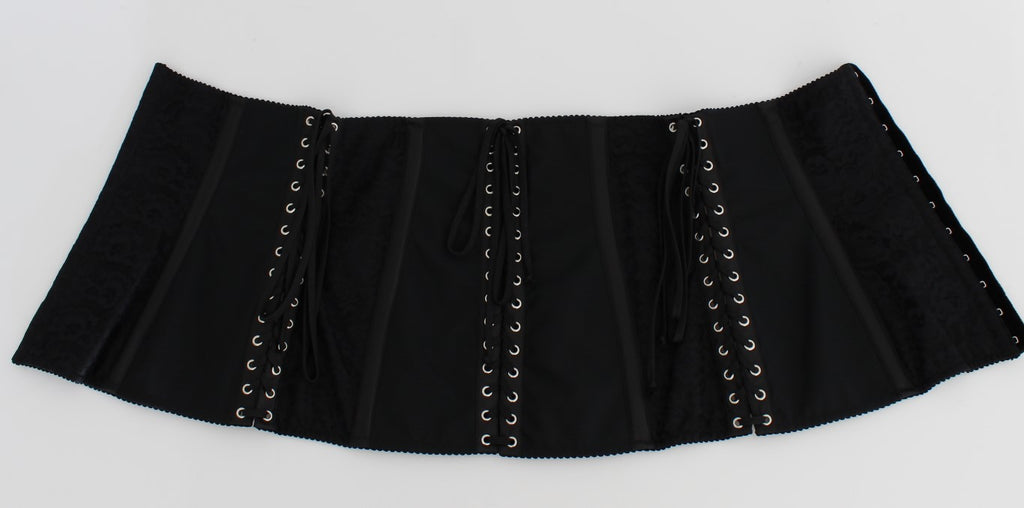 Dolce &amp; Gabbana Black Stretch Corset Waist Strap Belt