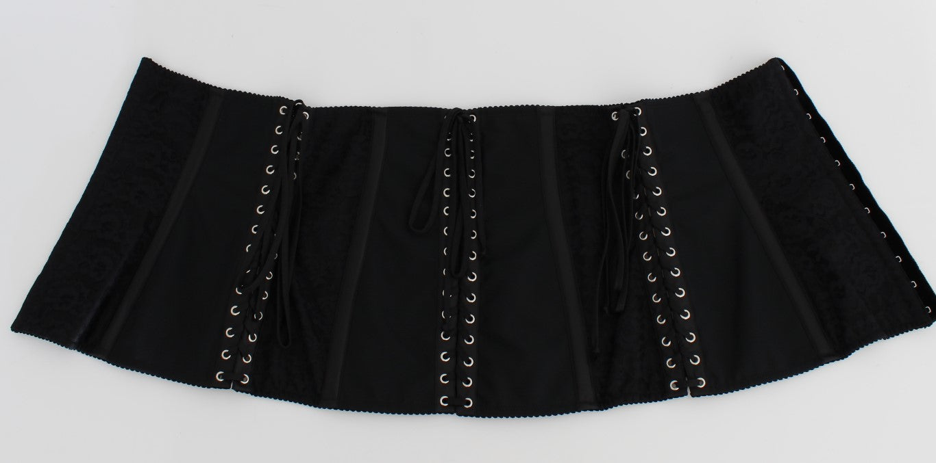 Dolce &amp; Gabbana Black Stretch Corset Waist Strap Belt