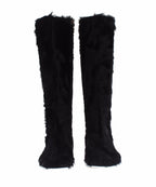 Dolce &amp; Gabbana Black Xiangao Lamb Fur Leather Boots