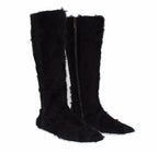 Dolce &amp; Gabbana Black Xiangao Lamb Fur Leather Boots