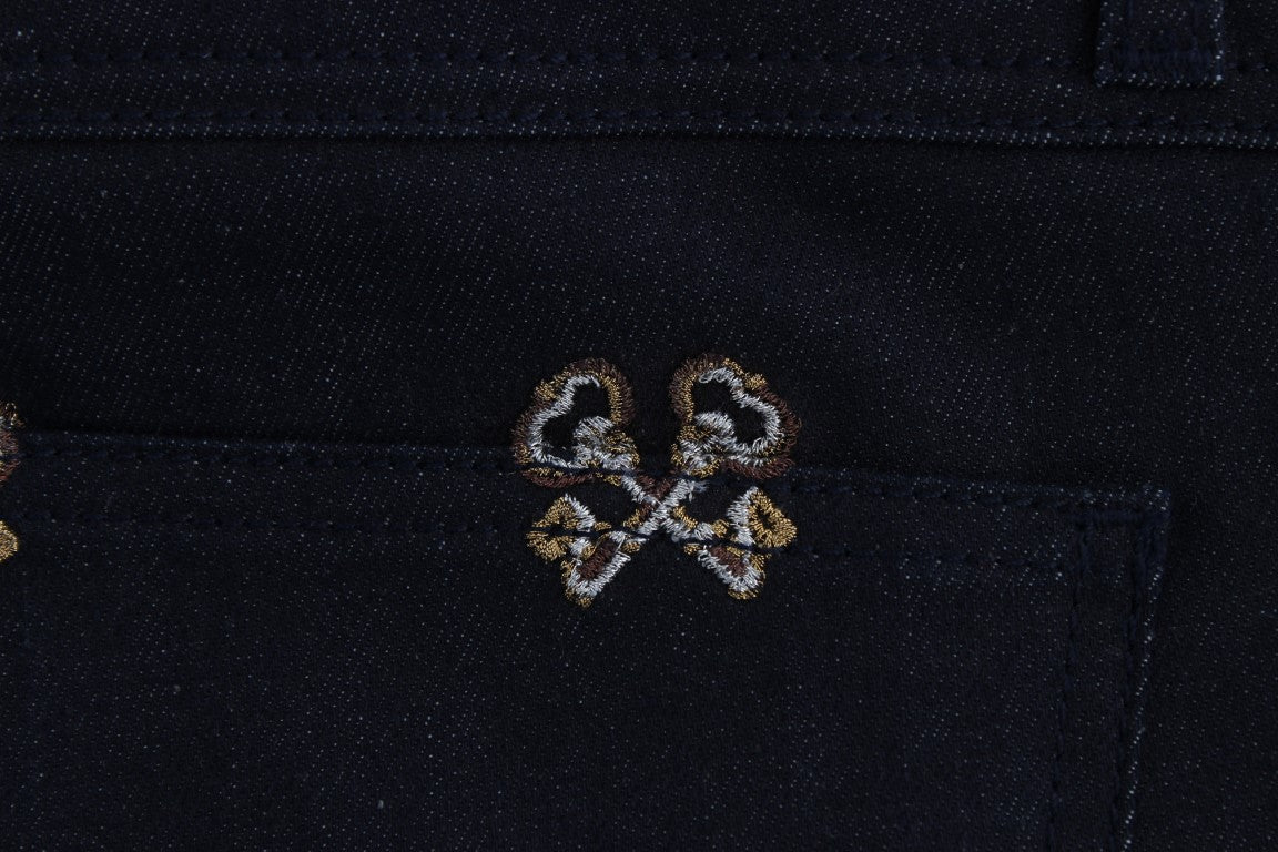 Dolce &amp; Gabbana Blue Key Embroidered Slim Fit KATE Jeans