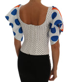 Dolce &amp; Gabbana White Polka Silk Corset Bustier Top