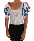 Dolce &amp; Gabbana White Polka Silk Corset Bustier Top