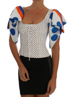 Dolce &amp; Gabbana White Polka Silk Corset Bustier Top