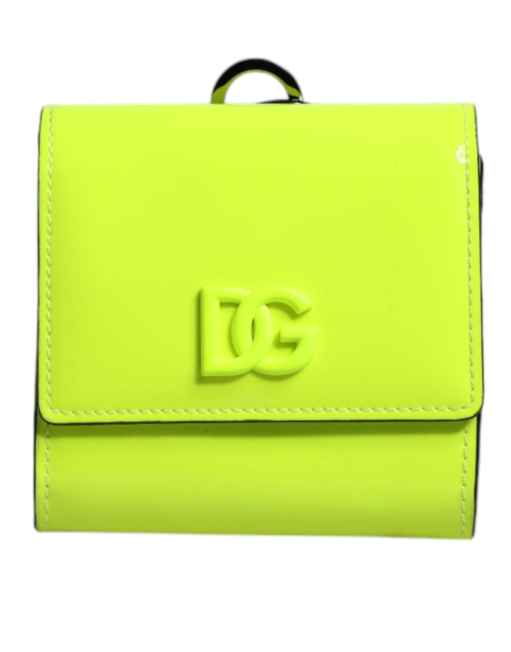 Dolce &amp; Gabbana Yellow Green Bifold DG Logo Neck Strap Cardholder Wallet