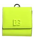 Dolce &amp; Gabbana Yellow Green Bifold DG Logo Neck Strap Cardholder Wallet