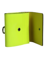Dolce &amp; Gabbana Yellow Green Bifold DG Logo Neck Strap Cardholder Wallet