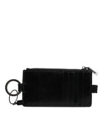 Dolce &amp; Gabbana Black Horse Leather Lanyard Logo Card Holder Wallet