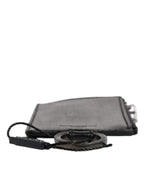 Dolce &amp; Gabbana Black Horse Leather Lanyard Logo Card Holder Wallet