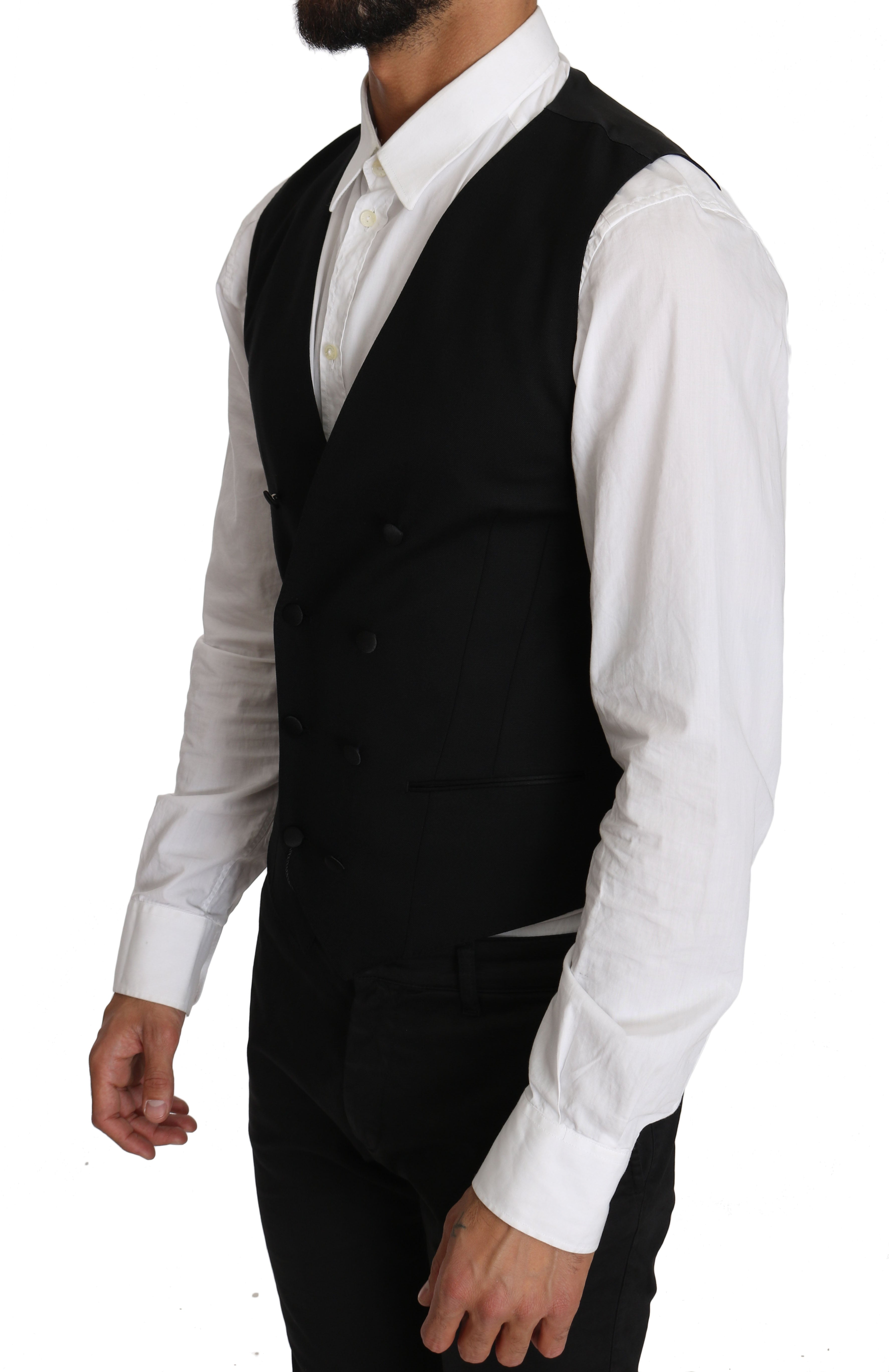 Dolce &amp; Gabbana Gray Wool Double Breasted Waistcoat Vest