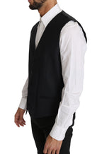 Dolce &amp; Gabbana Gray Wool Silk Waistcoat Vest