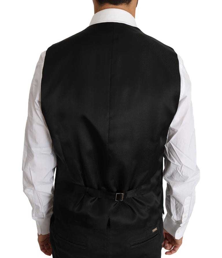 Dolce &amp; Gabbana Gray Wool Silk Waistcoat Vest