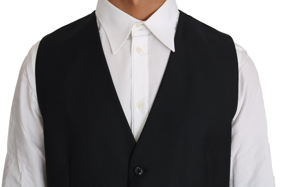 Dolce &amp; Gabbana Gray Wool Silk Waistcoat Vest