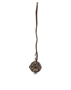 Dolce &amp; Gabbana Brown Round Leather DG Logo Coin Purse Lanyard Wallet