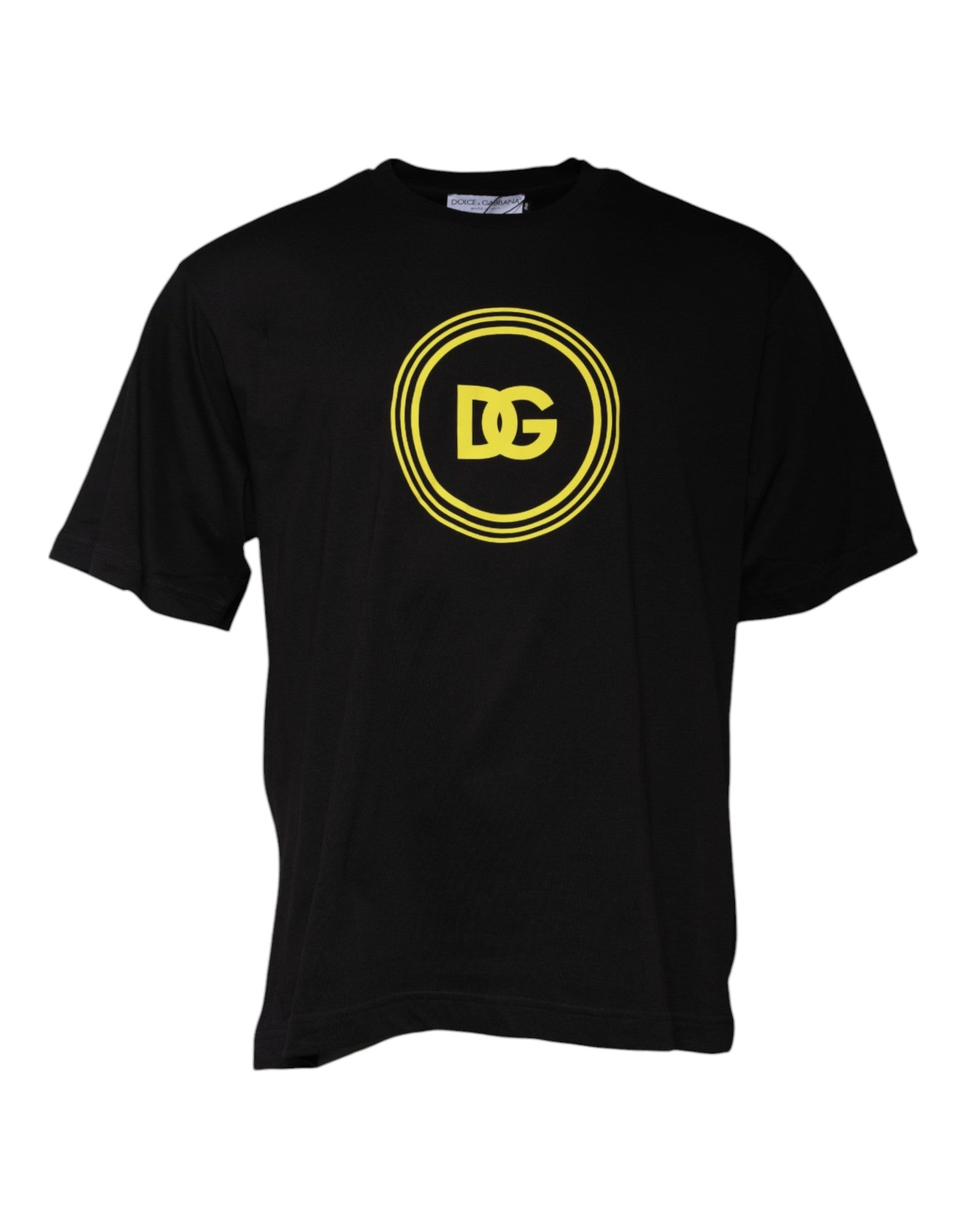 Dolce &amp; Gabbana Black Logo Print Cotton Crew Neck T-shirt