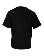 Dolce &amp; Gabbana Black Logo Print Cotton Crew Neck T-shirt