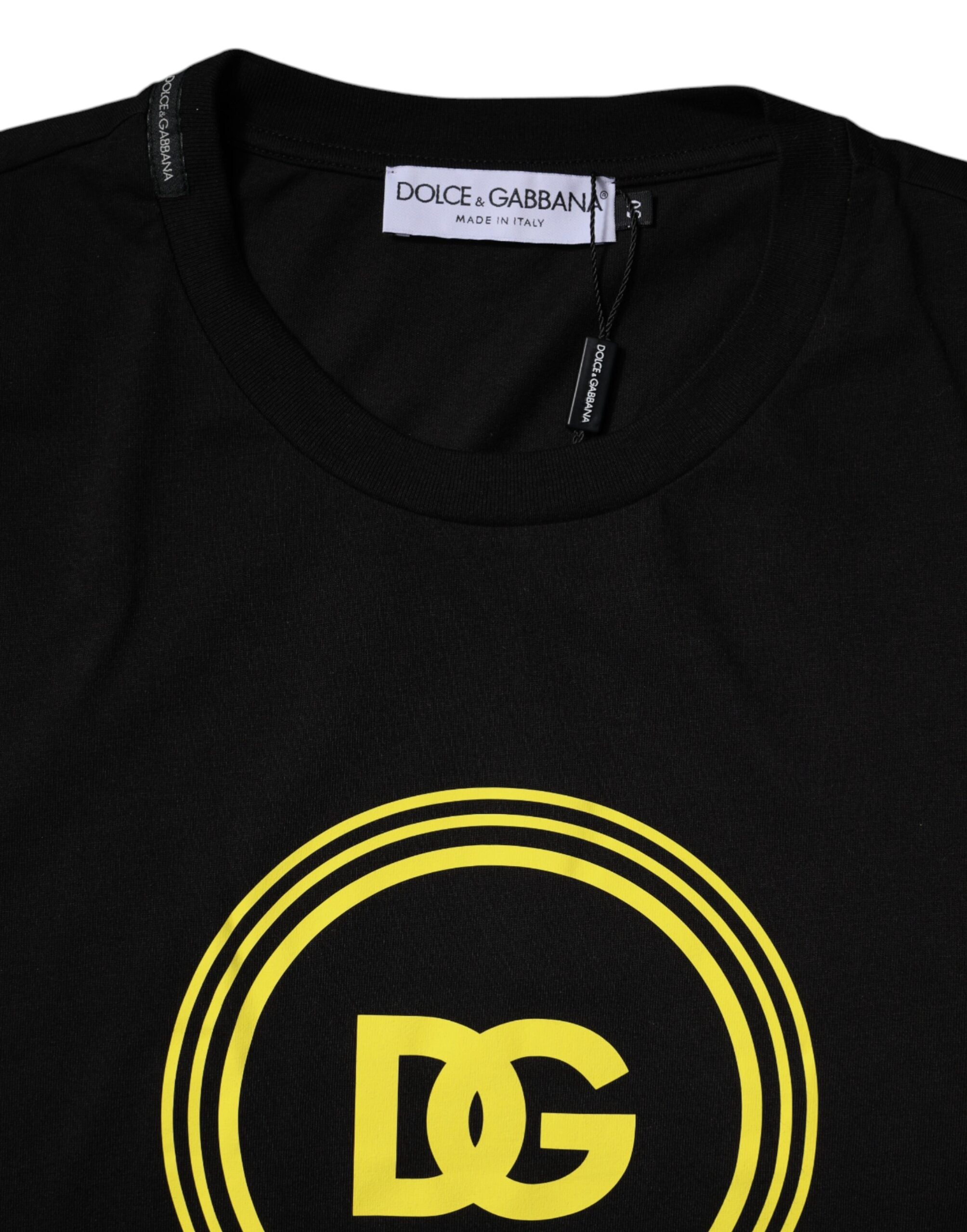 Dolce &amp; Gabbana Black Logo Print Cotton Crew Neck T-shirt
