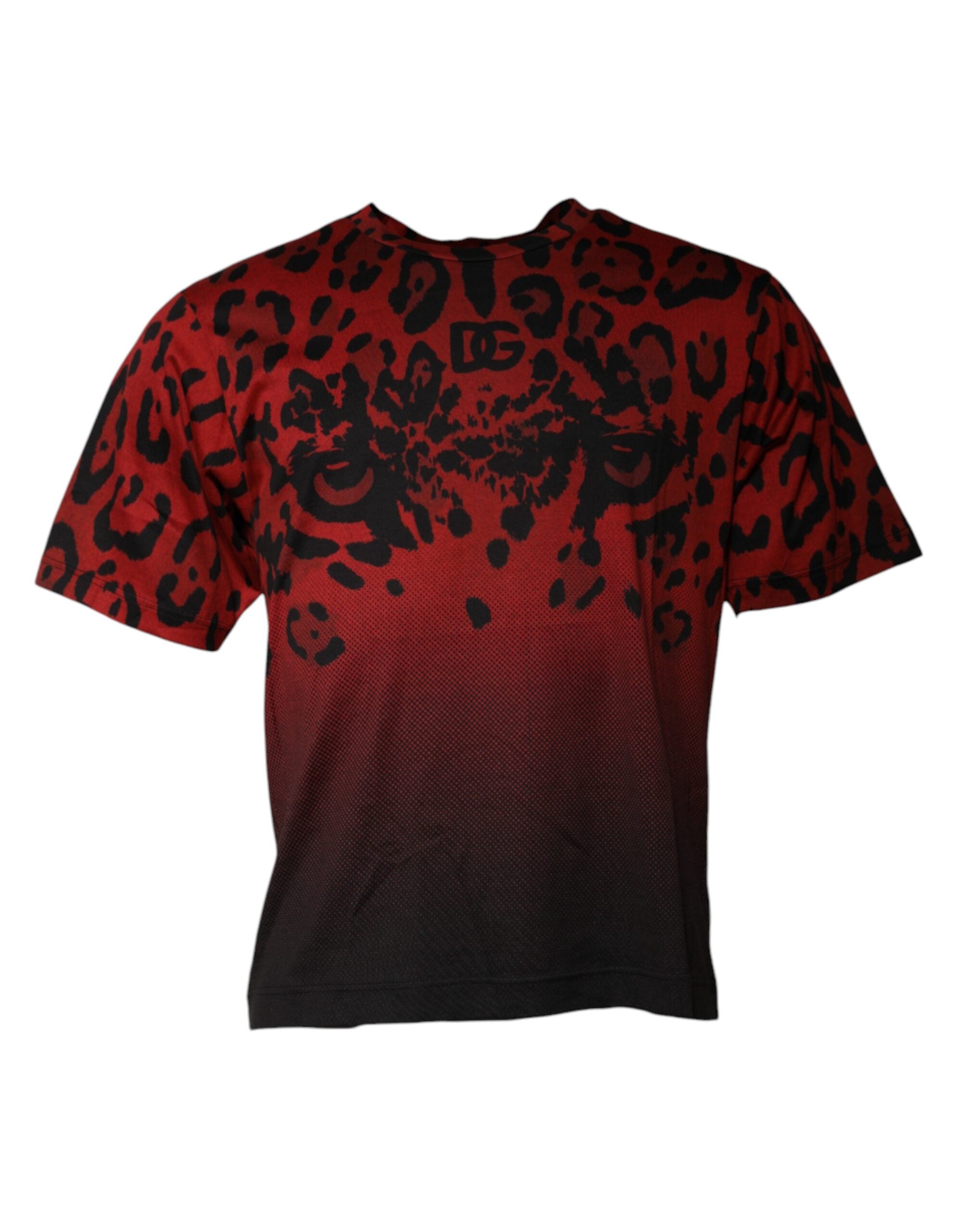 Dolce &amp; Gabbana Red Leopard Cotton Short Sleeves T-shirt