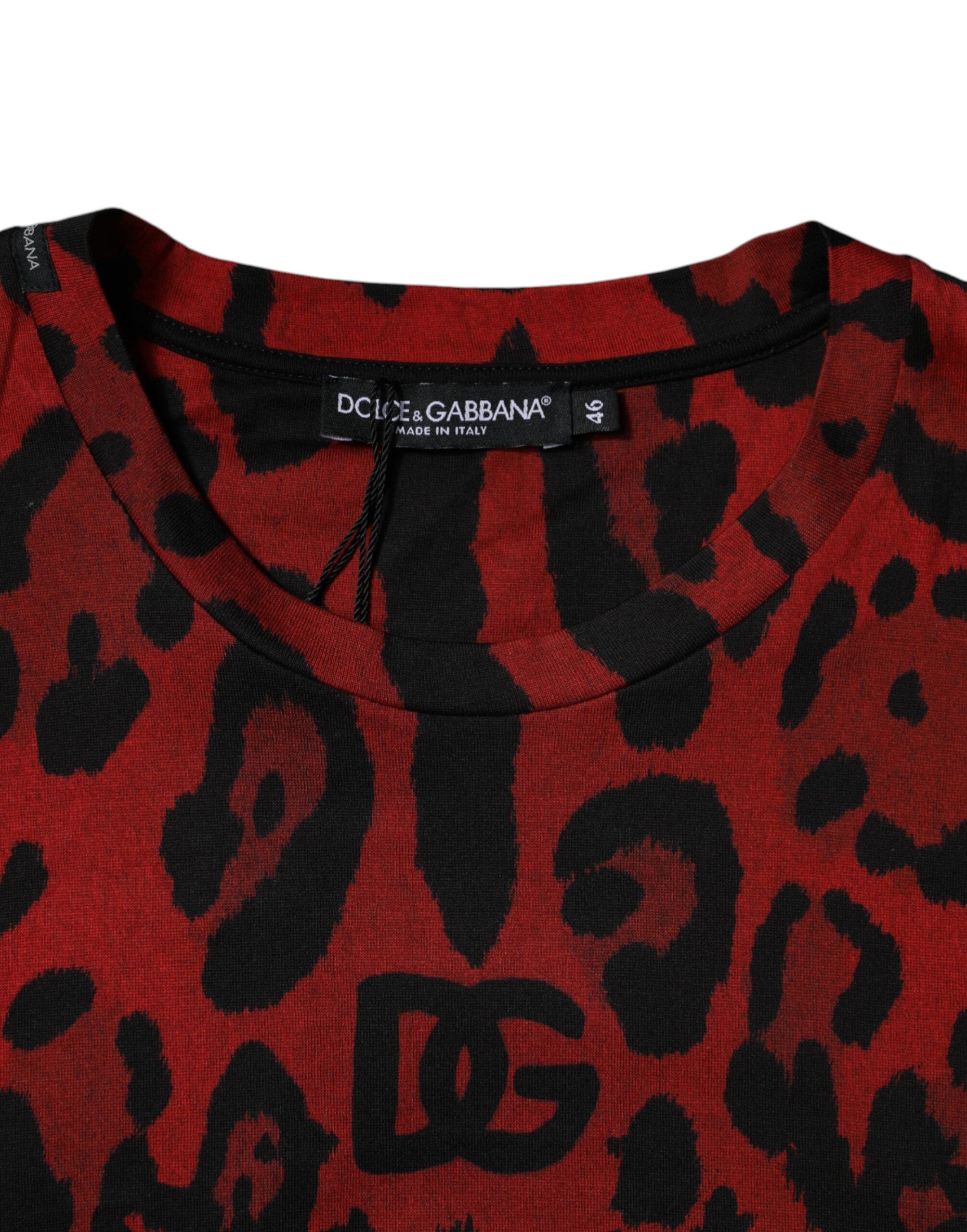 Dolce &amp; Gabbana Red Leopard Cotton Short Sleeves T-shirt
