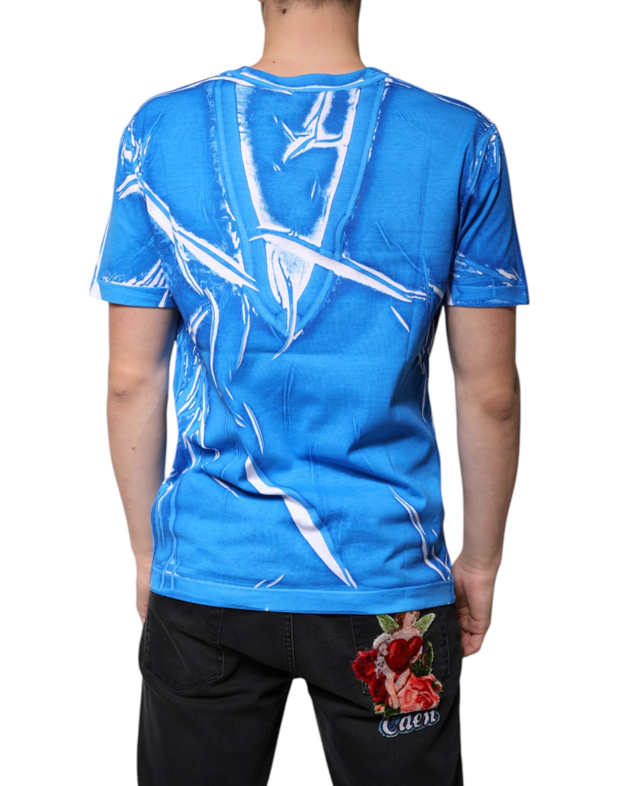 Dolce &amp; Gabbana Blue Cotton V-neck Short Sleeves T-shirt