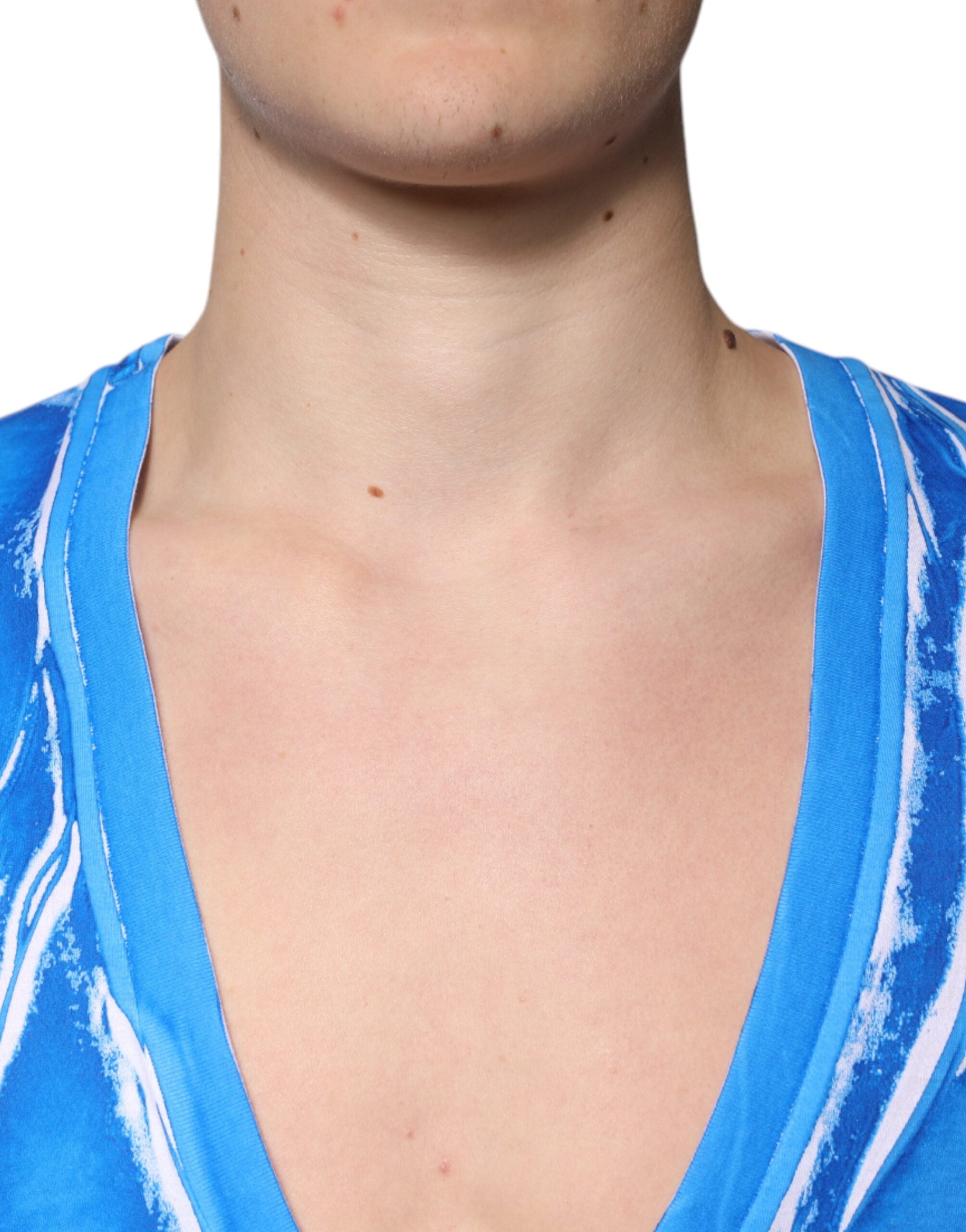 Dolce &amp; Gabbana Blue Cotton V-neck Short Sleeves T-shirt