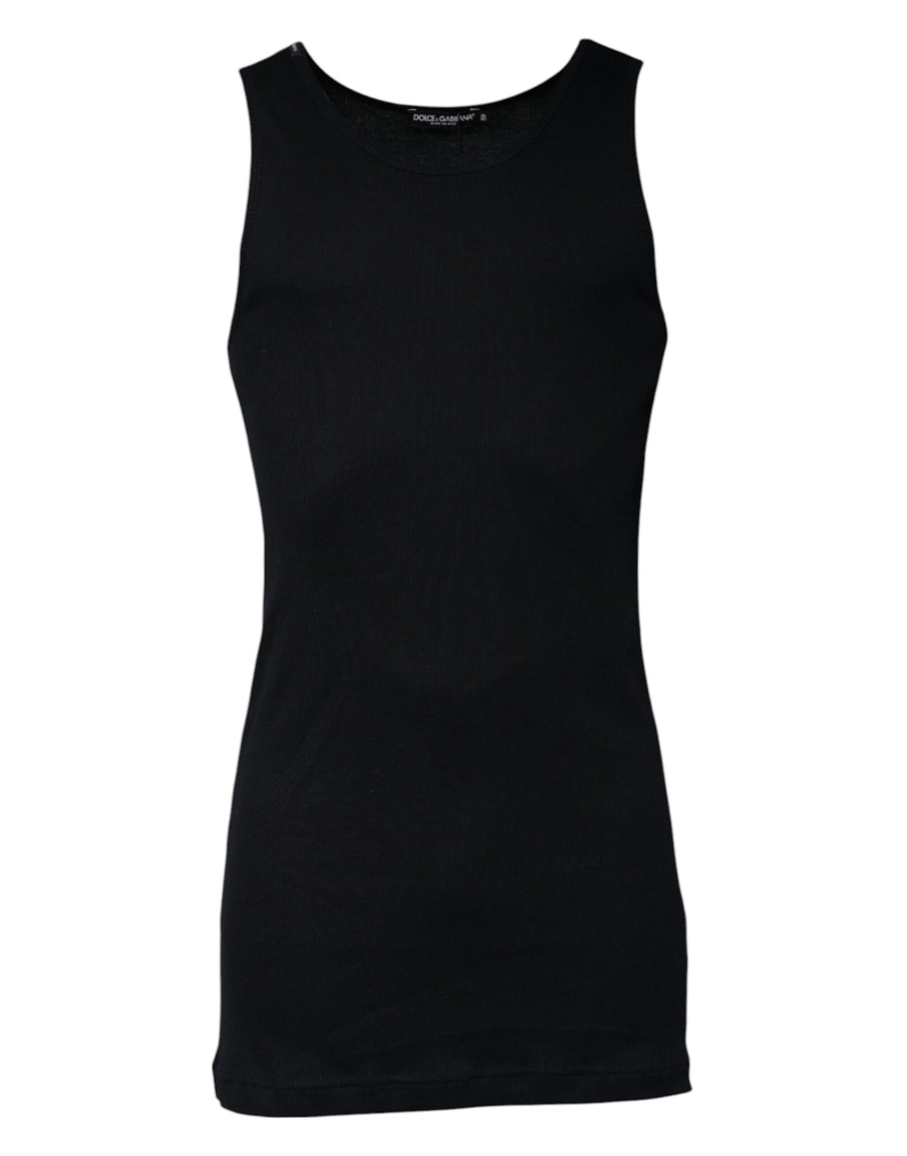 Dolce &amp; Gabbana Black Cotton Sleeveless Round Neck Tank T-shirt