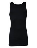 Dolce &amp; Gabbana Black Cotton Sleeveless Round Neck Tank T-shirt