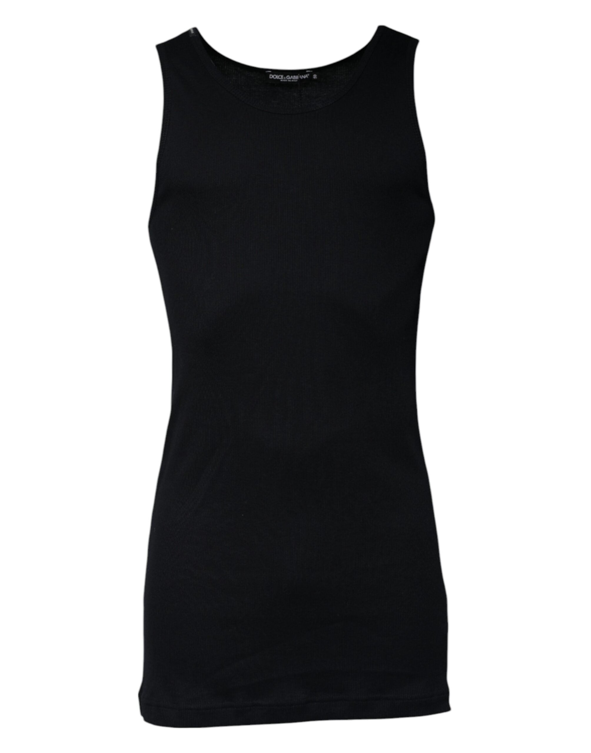 Dolce &amp; Gabbana Black Cotton Sleeveless Round Neck Tank T-shirt
