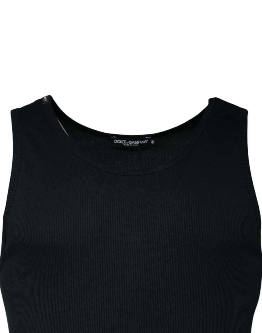 Dolce &amp; Gabbana Black Cotton Sleeveless Round Neck Tank T-shirt