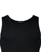 Dolce &amp; Gabbana Black Cotton Sleeveless Round Neck Tank T-shirt