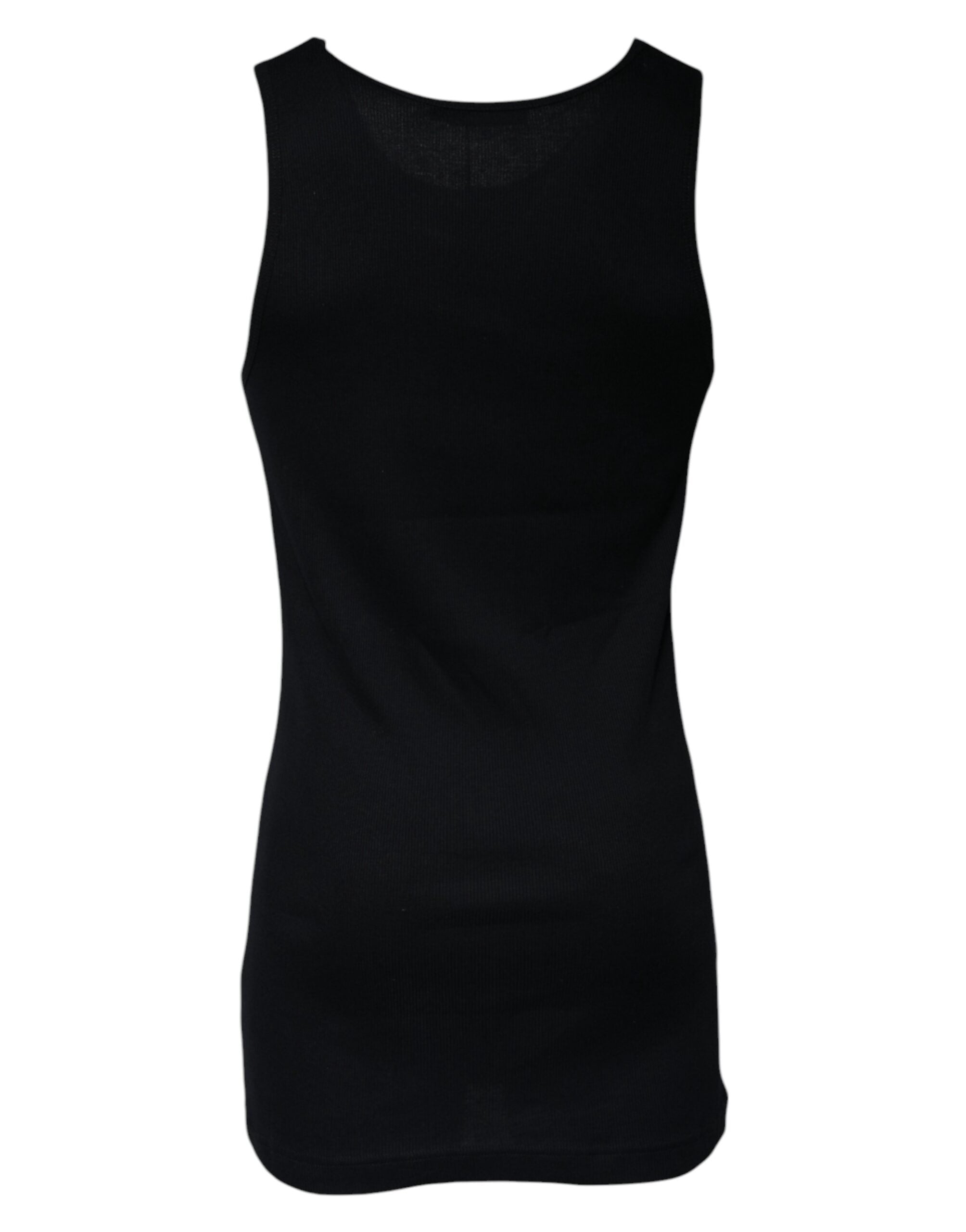 Dolce &amp; Gabbana Black Cotton Sleeveless Round Neck Tank T-shirt