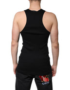 Dolce &amp; Gabbana Black Cotton Sleeveless Round Neck Tank T-shirt