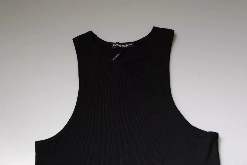 Dolce &amp; Gabbana Black Cotton Sleeveless Round Neck Tank T-shirt
