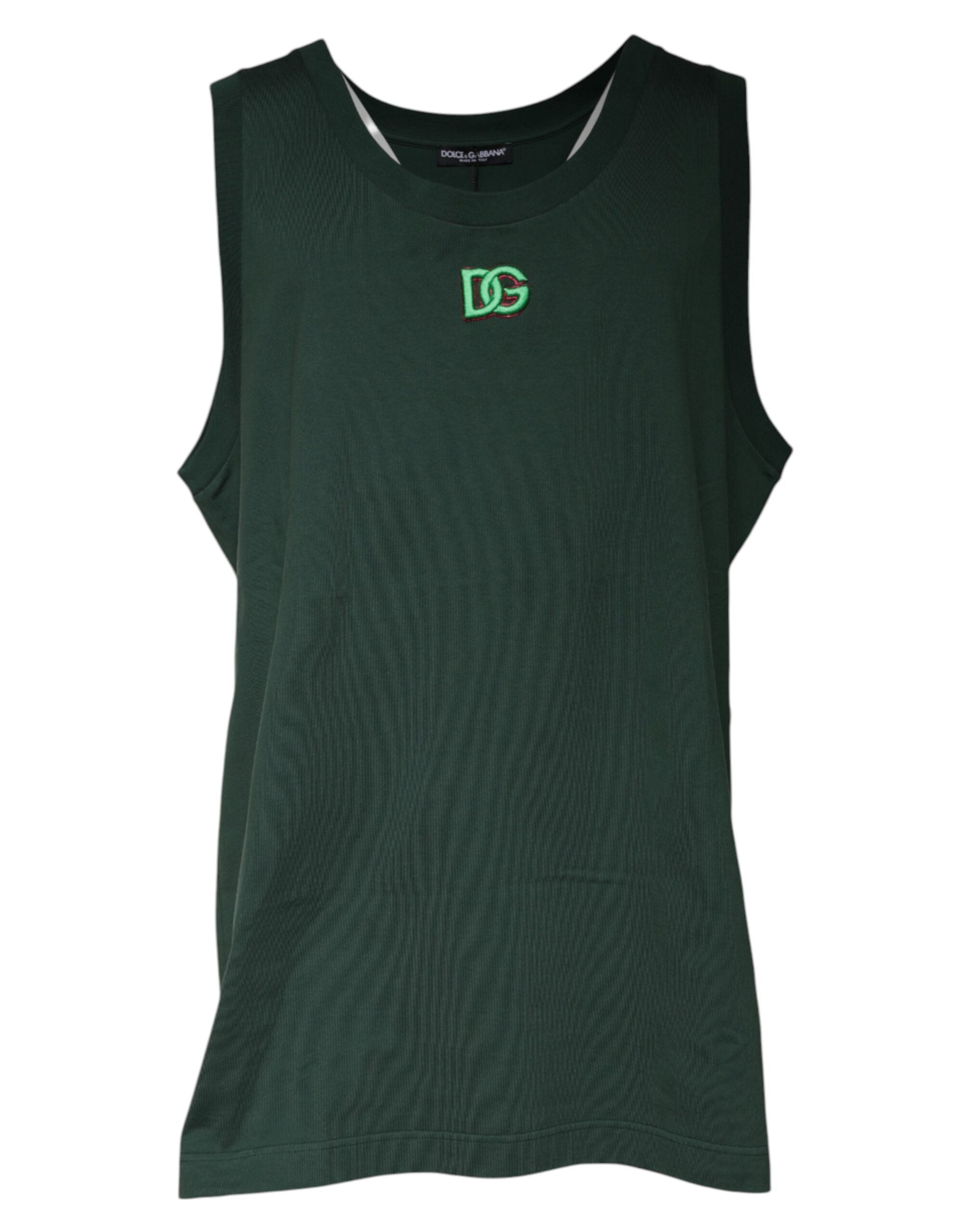 Dolce &amp; Gabbana Green DG Sleeveless Round Neck Tank T-shirt