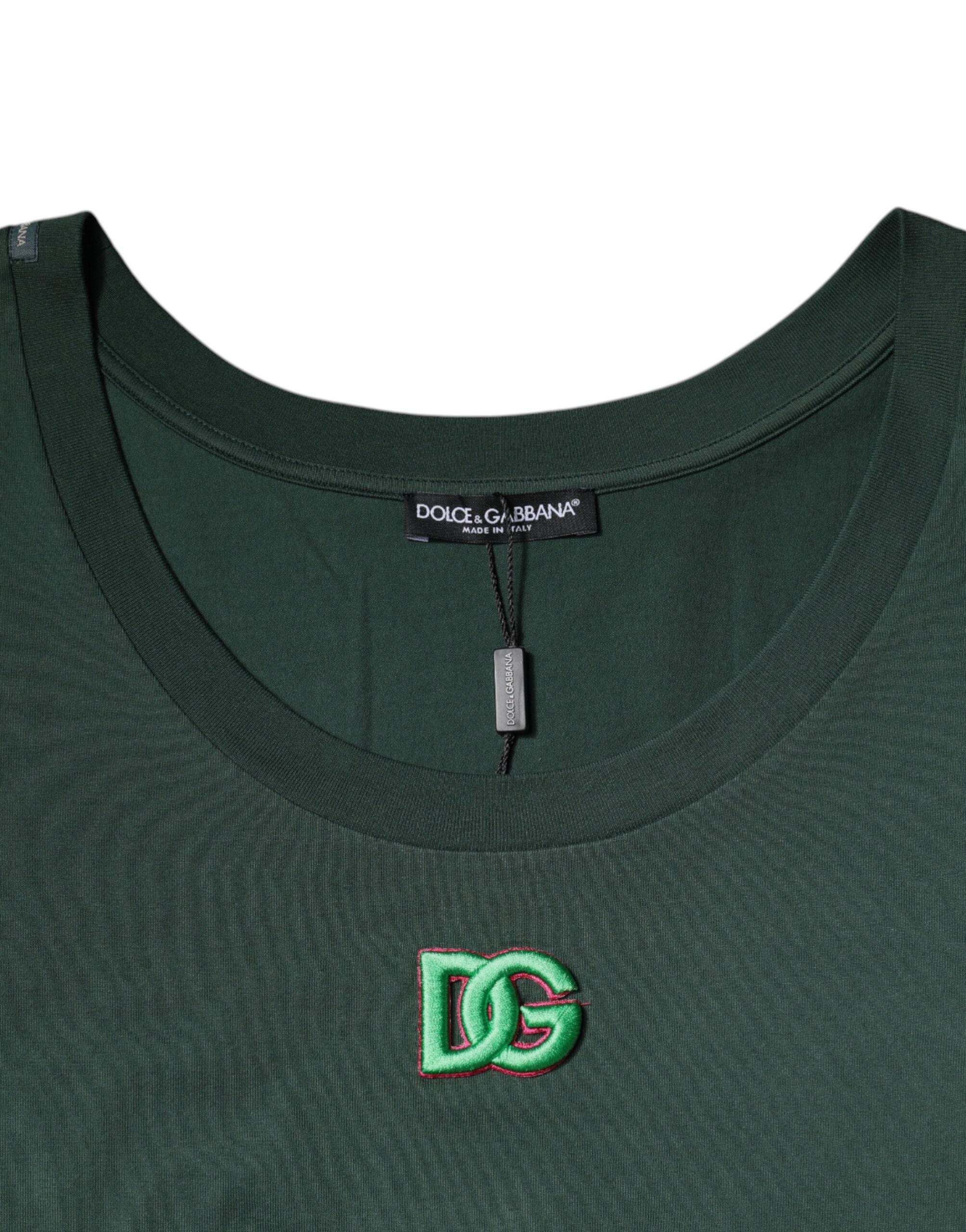 Dolce &amp; Gabbana Green DG Sleeveless Round Neck Tank T-shirt