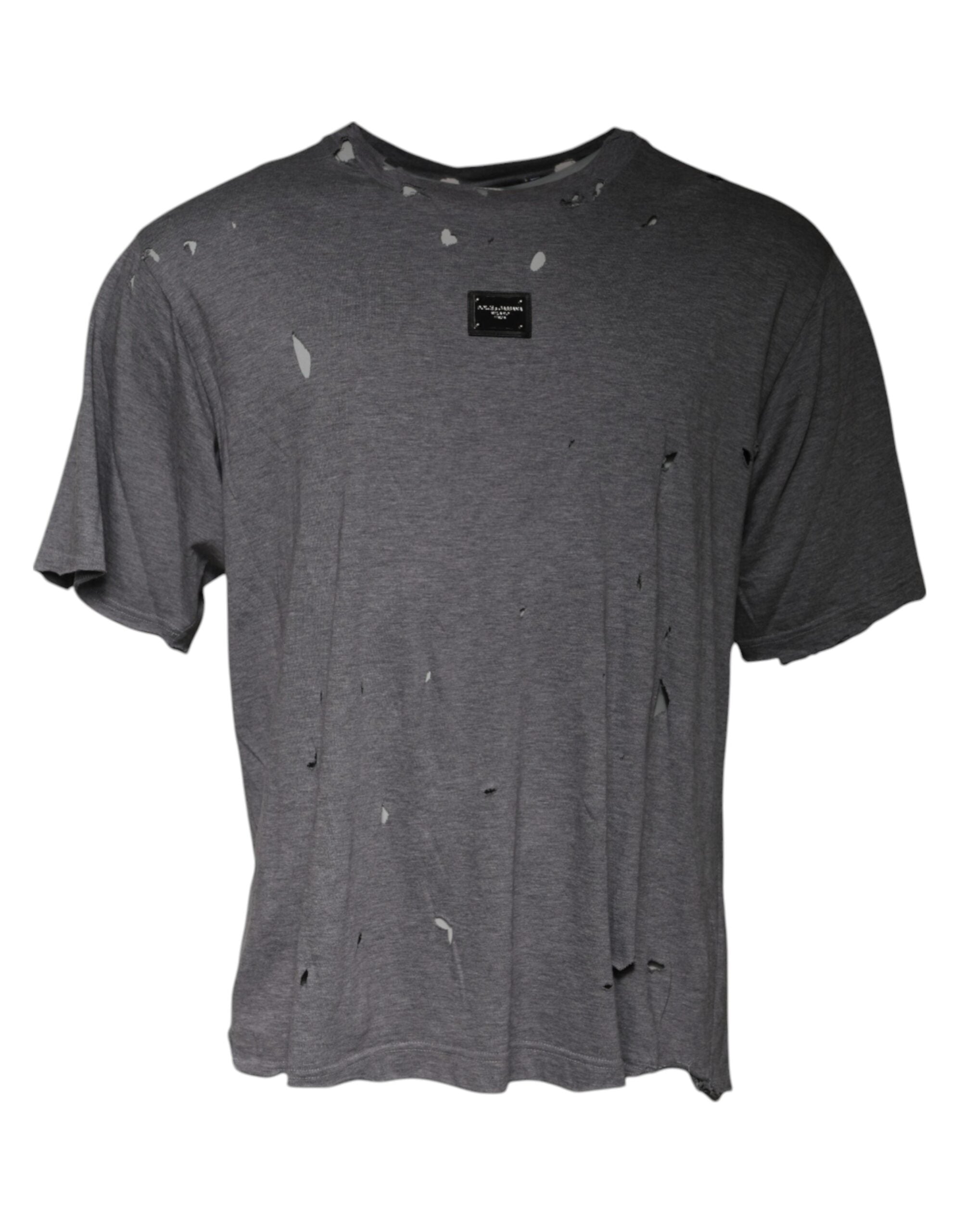 Dolce &amp; Gabbana Gray Logo Crew Neck Short Sleeves T-shirt