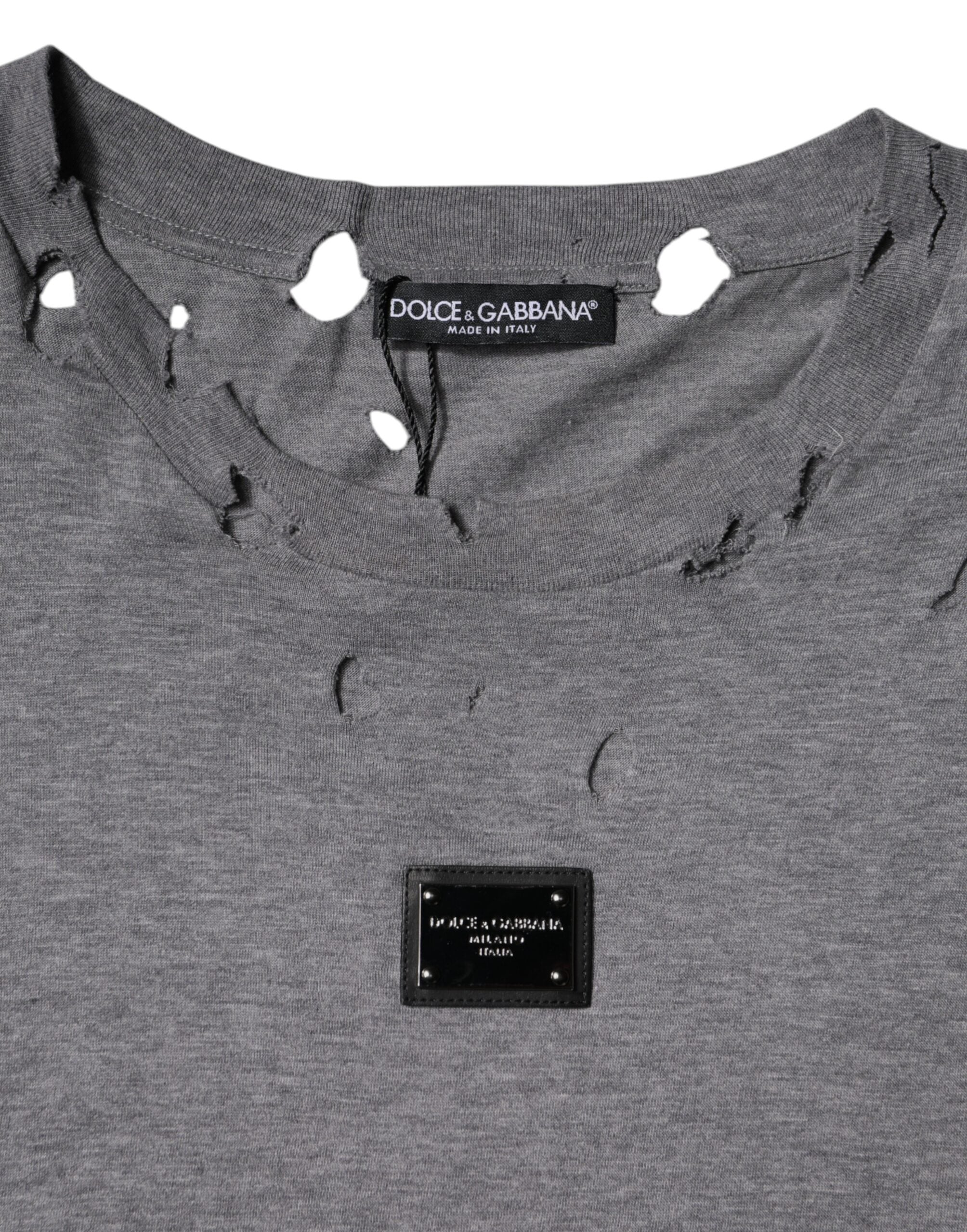 Dolce &amp; Gabbana Gray Logo Crew Neck Short Sleeves T-shirt