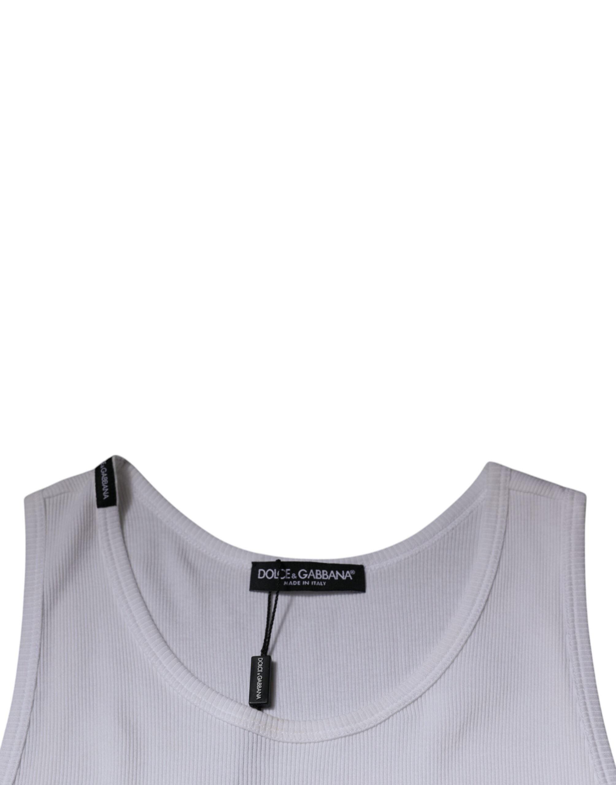 Dolce &amp; Gabbana White Cotton Sleeveless Round Neck Tank T-shirt