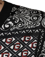Dolce &amp; Gabbana Black Logo Wool V-neck Pullover Sweater