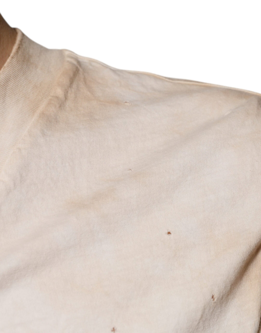 Dolce &amp; Gabbana Beige Graphic Print Cotton V-neck T-shirt