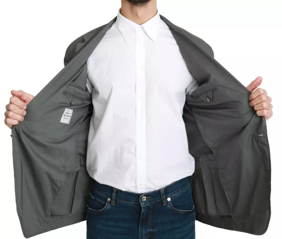 Dolce &amp; Gabbana Gray Cotton Single Breasted Formal Blazer