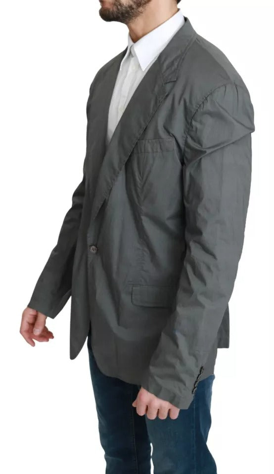Dolce &amp; Gabbana Gray Cotton Single Breasted Formal Blazer