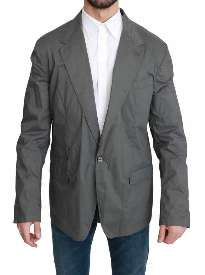 Dolce &amp; Gabbana Gray Cotton Single Breasted Formal Blazer