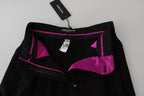 Dolce &amp; Gabbana Black Wool High Waist Pleat Front Cropped Pants