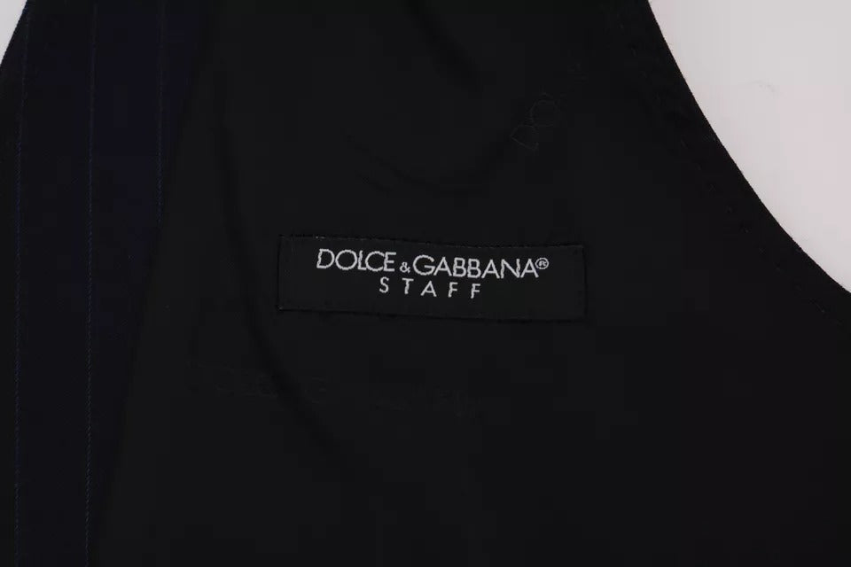 Dolce &amp; Gabbana Blue Waistcoat Wool Stretch STAFF Vest