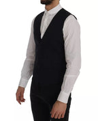 Dolce &amp; Gabbana Blue Waistcoat Wool Stretch STAFF Vest