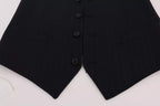 Dolce &amp; Gabbana Blue Waistcoat Wool Stretch STAFF Vest