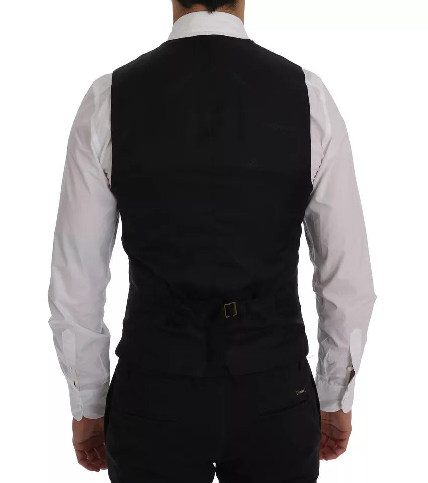 Dolce &amp; Gabbana Blue Waistcoat Wool Stretch STAFF Vest