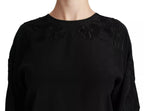 Dolce &amp; Gabbana Black Floral Embroidered Blouse Silk Top